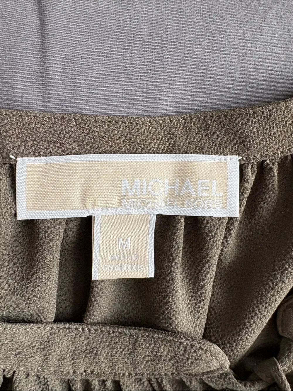 Michael Kors Olive Cold-Shoulder Tie-Neck Blouse